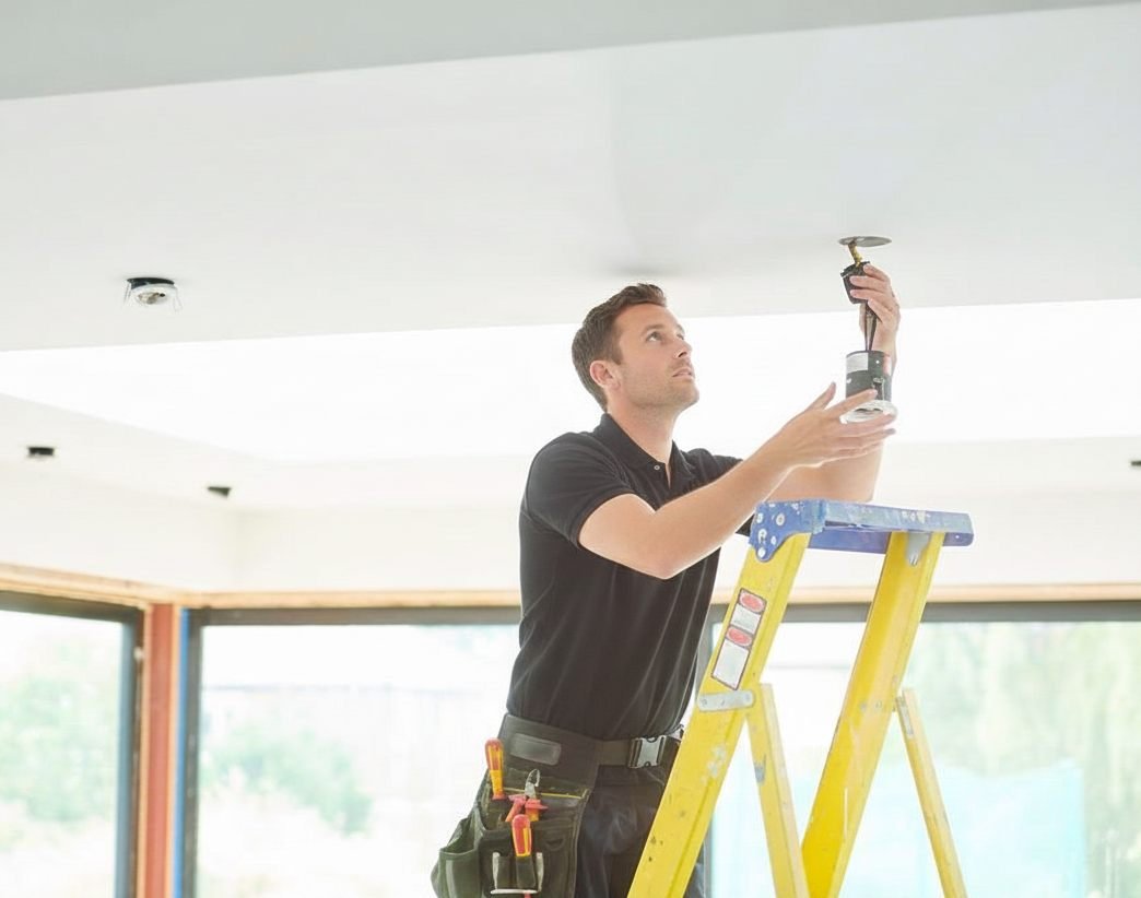 Electrician working on an older domestic fuse board